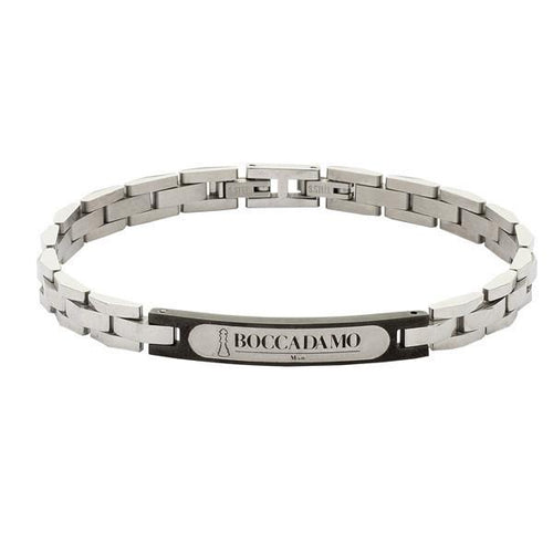 Bracciale uomo in acciaio bianco e nero, con targhetta Default Title