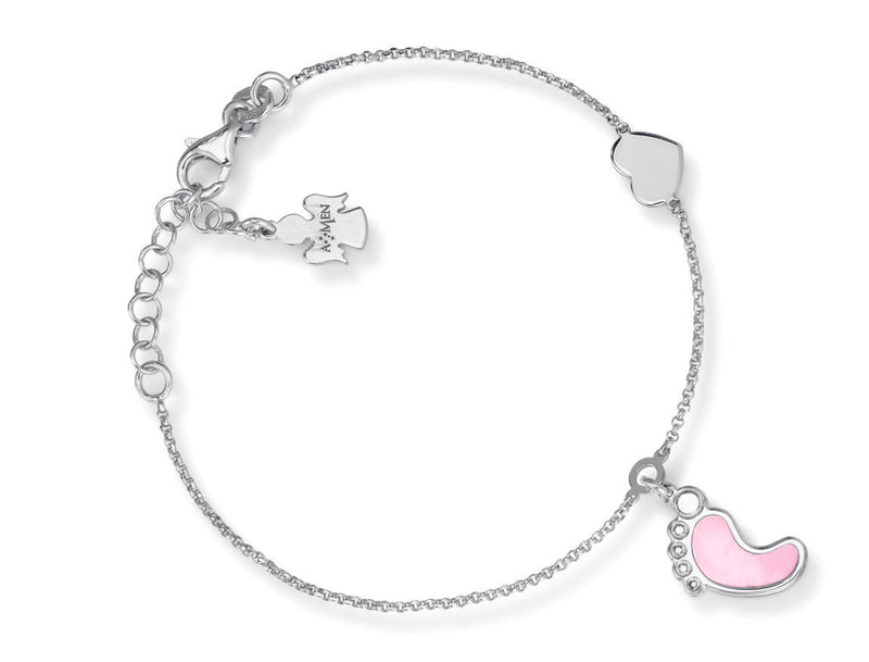 Bracciale in AG925 e Madreperla rosa   (Lung. 16+2cm - charm h 1,5cm) Default Title