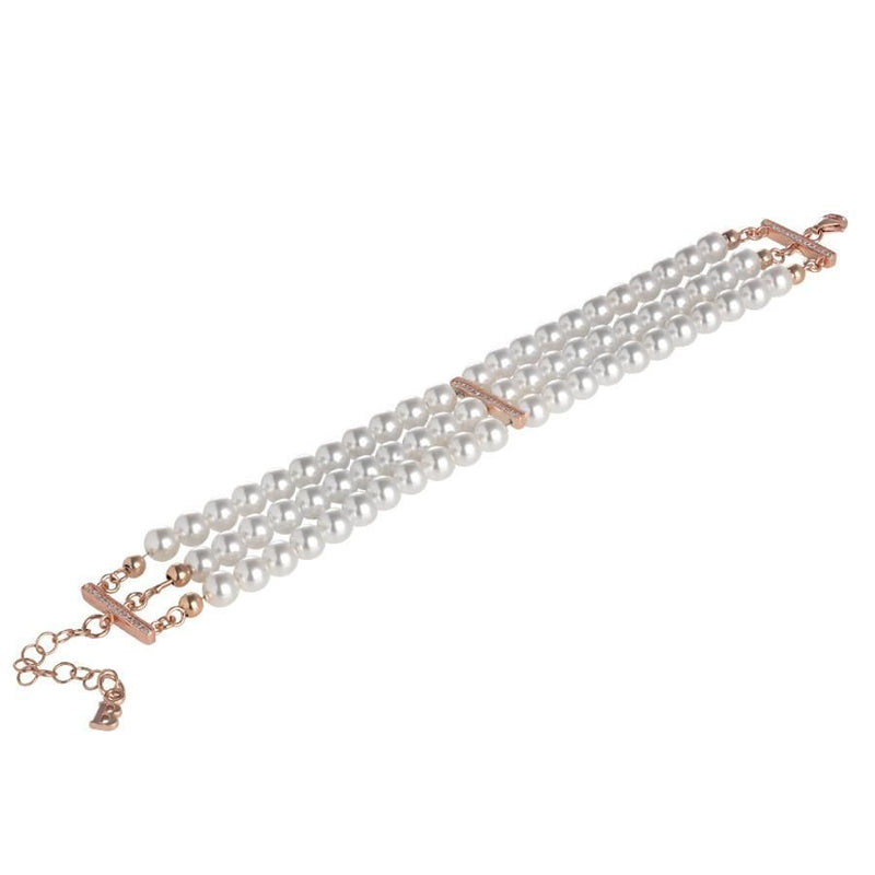 Bracciale multifilo di perle Swarovski con inserti in argento rosa e zirconi Default Title