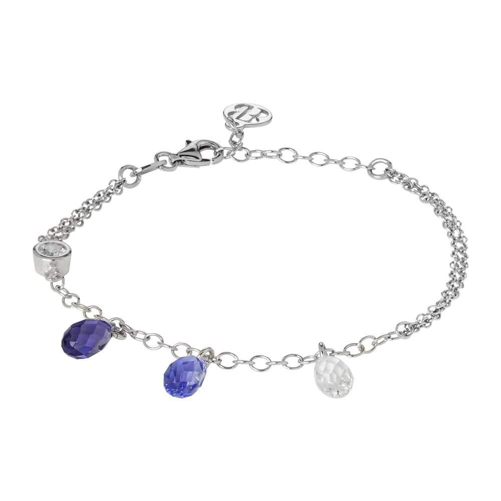 Bracciale doppio filo in argento con Swarovski dalle sfumature viola e zirconi Default Title