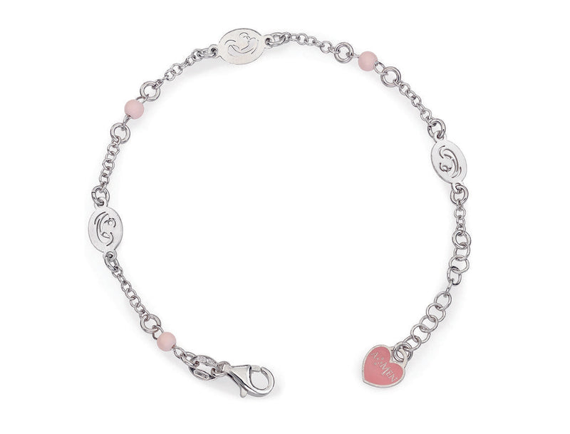 Bracciale Madonna Col Bambino  AG925 perline rosa Default Title