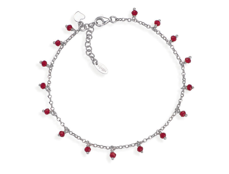 Cavigliera in AG925 e cristalli cangianti rosso cuore charm (Lung. 22+3cm) Default Title