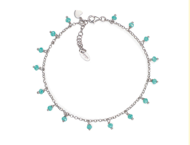 Cavigliera in AG925 e cristalli cangianti tiffany cuore charm (Lung. 22+3cm) Default Title