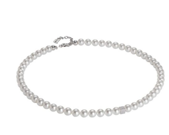 Collana con filo di perle Swarovski e cubetto centrale in zirconi Default Title