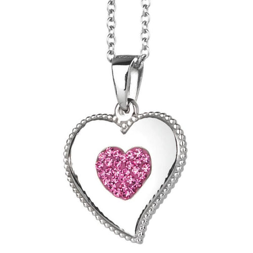 Collana con cuore pendente e strass rosa Default Title