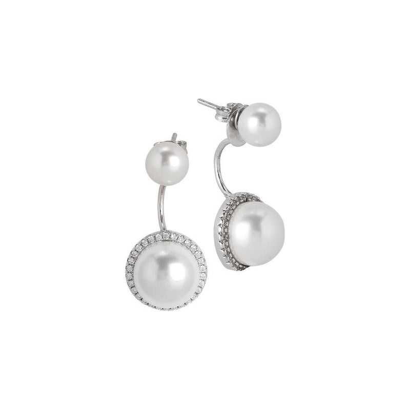 Orecchini doppia perla con pavè di zirconi Default Title