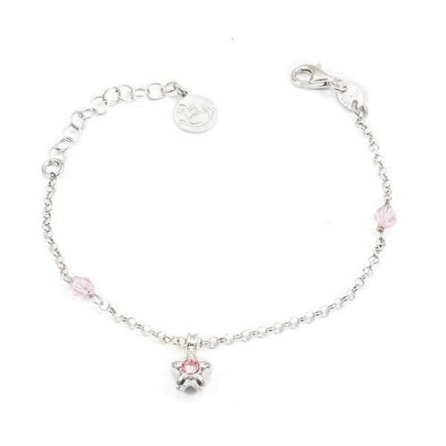 Bracciale in argento con cristalli Swarovski rosa e stella centrale Default Title