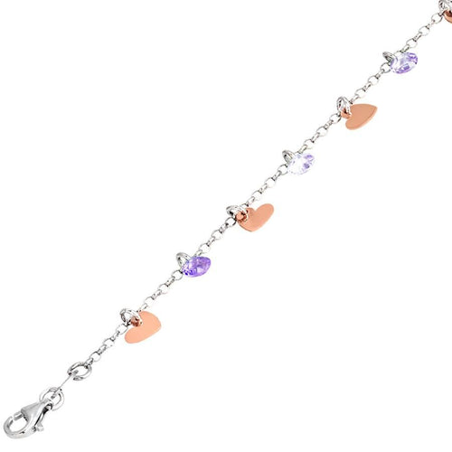 Bracciale in argento con charms rosati e zirconi lavanda Default Title