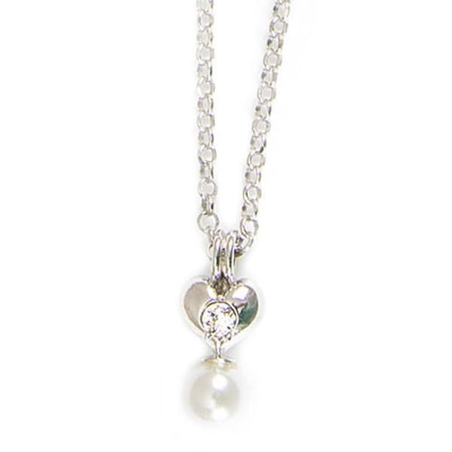 Collana in argento con cuore e perle bianche Default Title