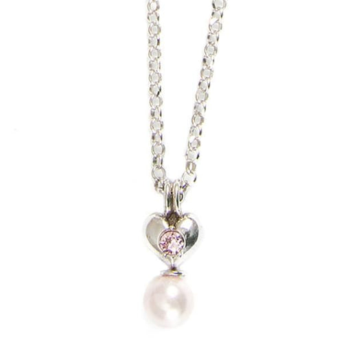 Collana in argento con cuore e perle rosa Default Title