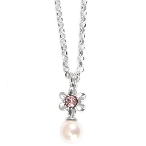 Collana in argento con fiore e perle rosa Default Title