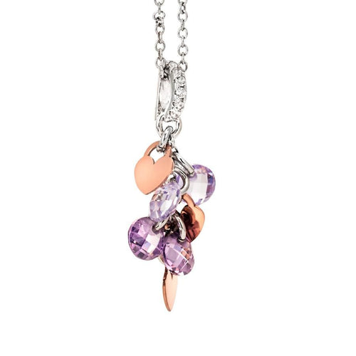 Collana in argento con charms rosati e zirconi lavanda Default Title