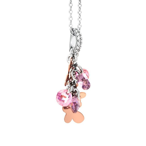 Collana in argento con charms e zirconi rosa e lavanda Default Title