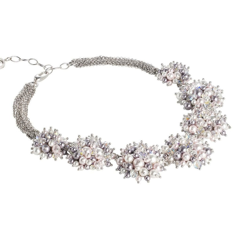 Collana con bouquet di perle e cristalli Swarovski mauve, rosaline, white e aurora boreale Default Title
