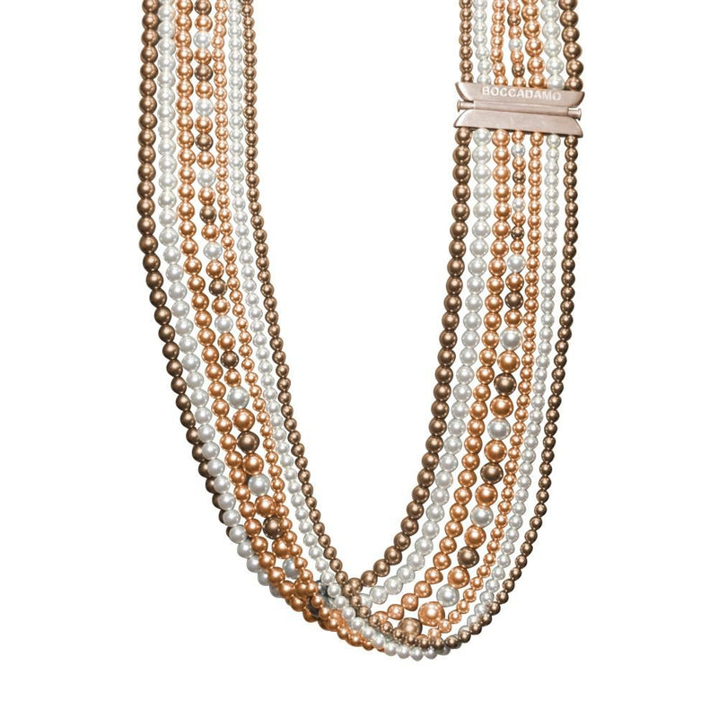 Collana multifilo di perle Swarovski bronze, peach e white Default Title