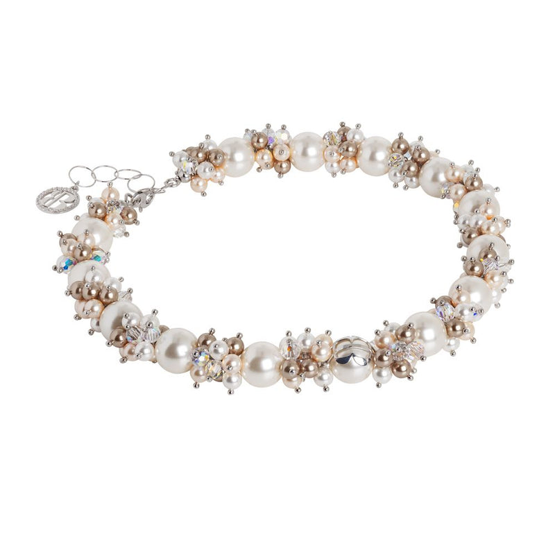 Collana con bouquet di perle Swarovski dalle sfumature color crema e zirconi Default Title