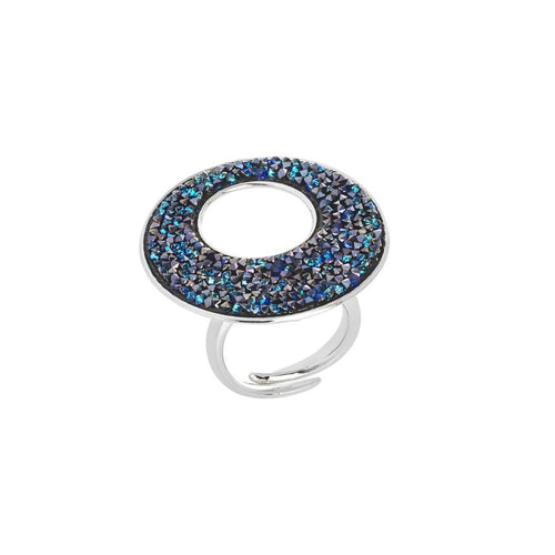 Anello regolabile con superficie in Swarovski crystal rock bermuda blu Default Title