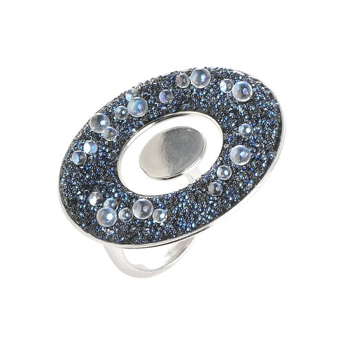 Anello concentrico con superficie circolare in Swarovski galuchat moonlight Default Title