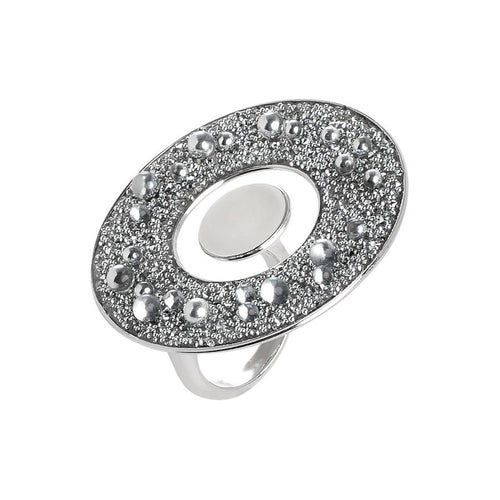 Anello concentrico con superficie circolare in Swarovski galuchat silver Default Title