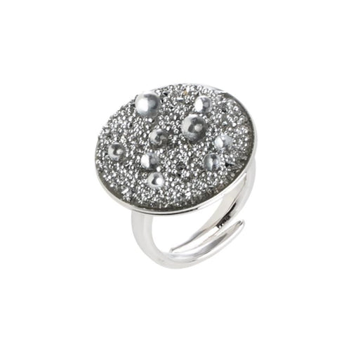 Anello regolabile con superficie Swarovski galuchat silver Default Title