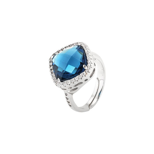 Anello con cristallo briolette blue montana e zirconi Default Title