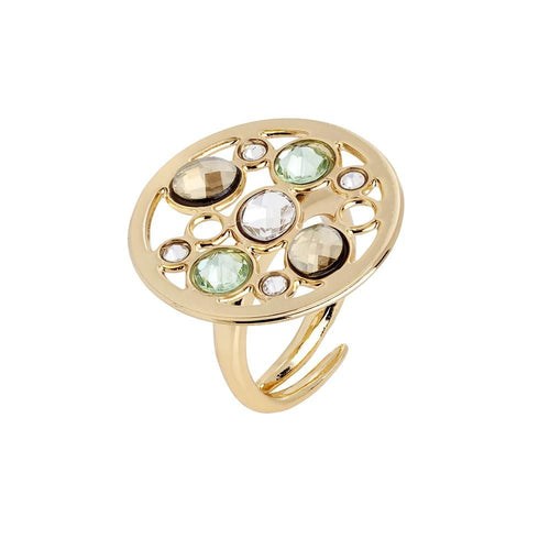 Anello base circolare con Swarovski crystal, chrysolite, gold Default Title