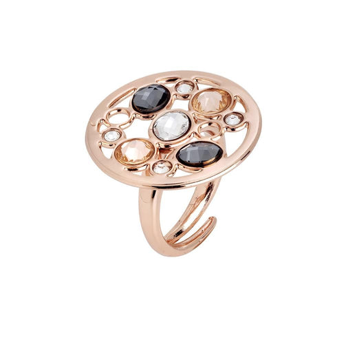 Anello base circolare con Swarovski crystal, peach, silver night Default Title