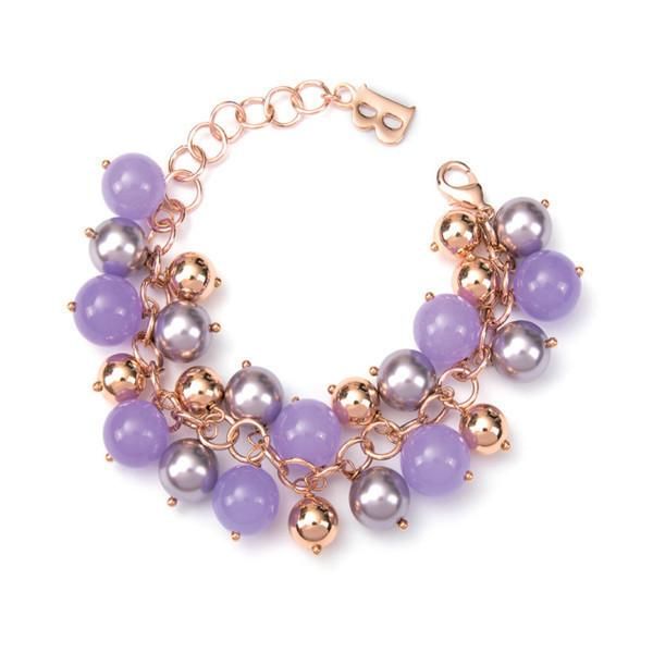 Bracciale con perle Swarovski mauve e pietre di giada viola Default Title