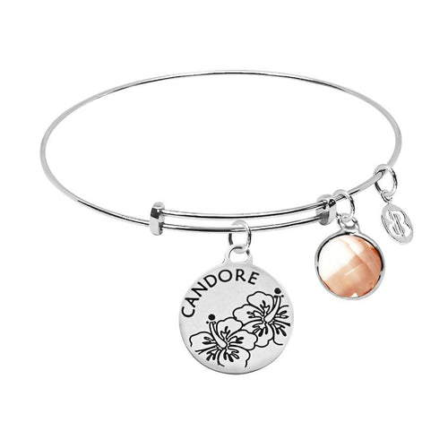 Bracciale con medaglietta "Candore" e cristallo briolette peach Default Title