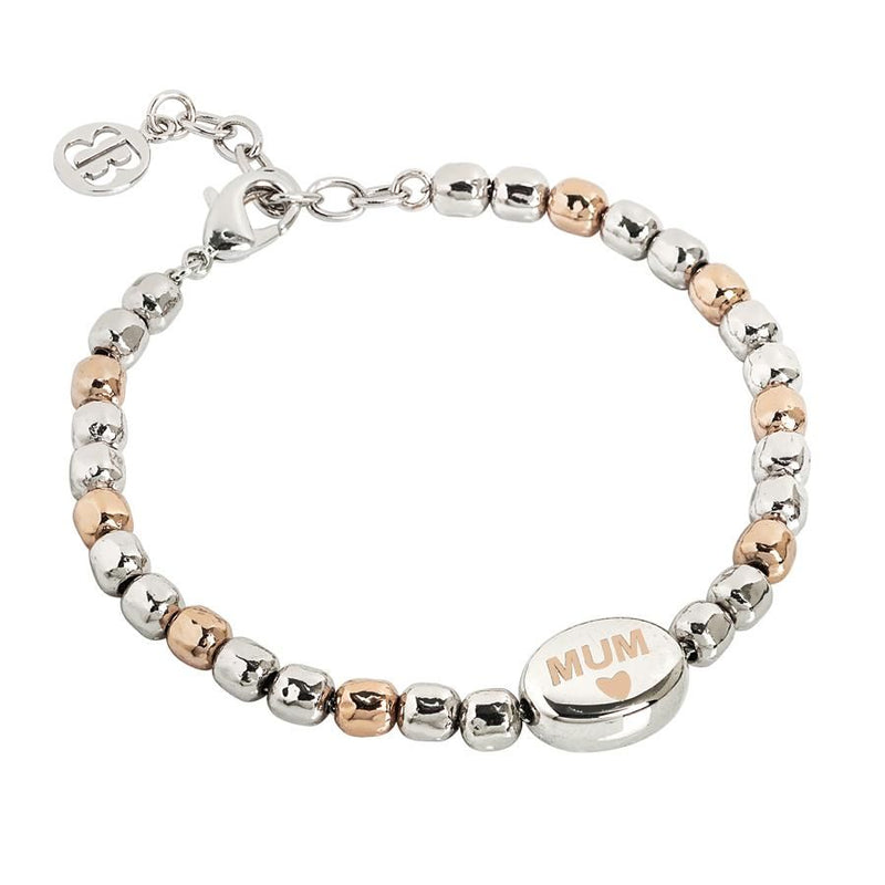 Bracciale beads bicolor con scritta "Mum" laserata Default Title