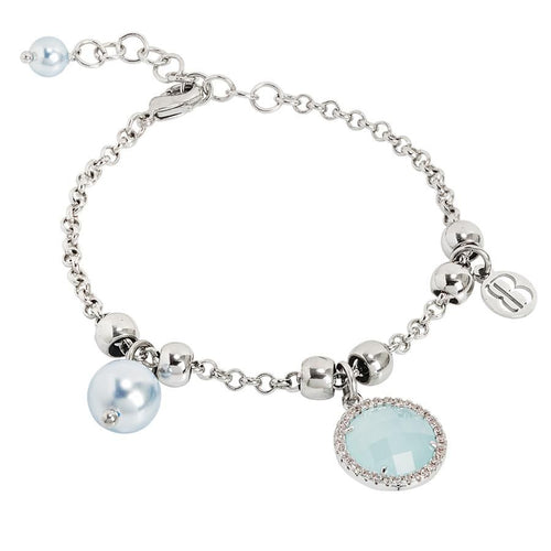 Bracciale con perle Swarovski light blu e cristallo verde acqua Default Title