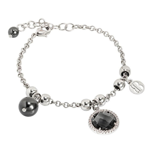 Bracciale con perle Swarovski black e cristallo smoky quartz Default Title