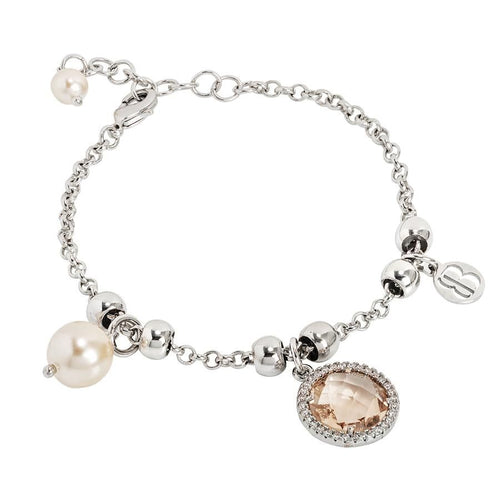 Bracciale con perle Swarovski e cristallo peach Default Title