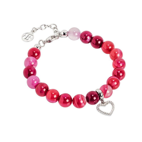 Bracciale con agata fucsia e cuore zirconato Default Title