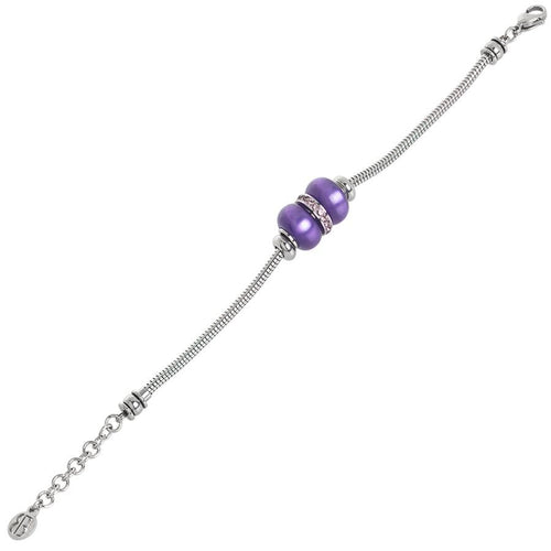 Bracciale morbido con passanti viola e strass Default Title