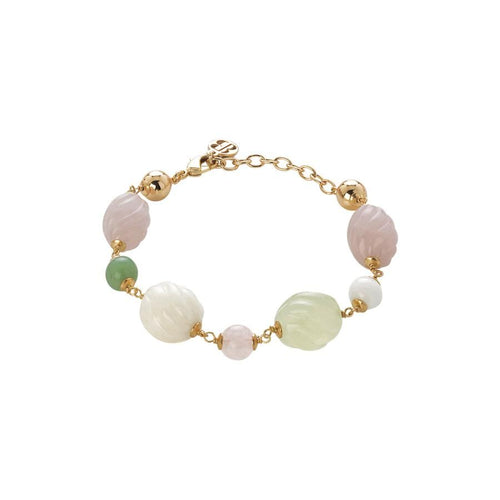 Bracciale con agata light yellow e white, quarzo rosa e agata jade torchon Default Title