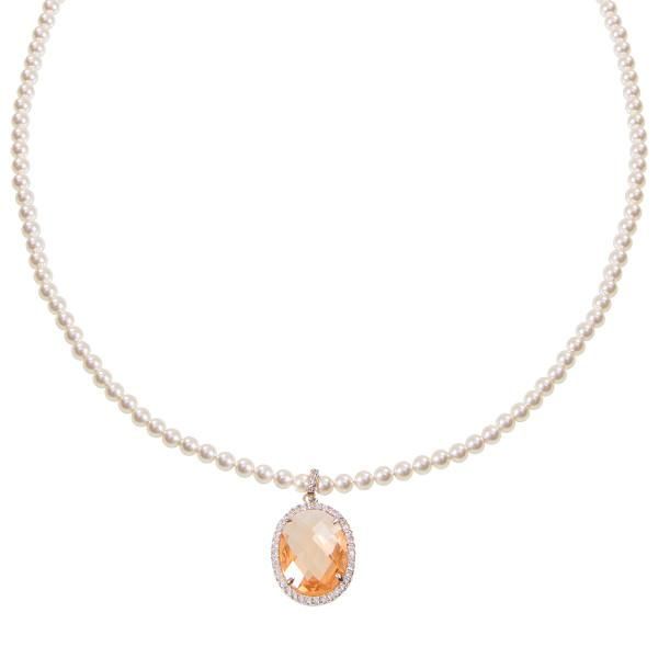 Collana di perle Swarovski con cristallo champagne e zirconi Default Title