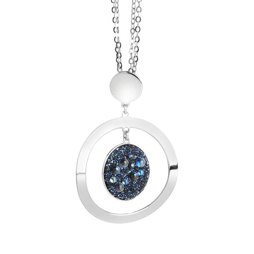 Collana con pendente concentrico e superficie Swarovski galuchat moonlight Default Title