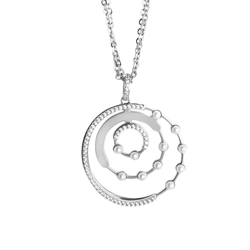 Collana doppio filo con orbite di zirconi e perle Swarovski Default Title