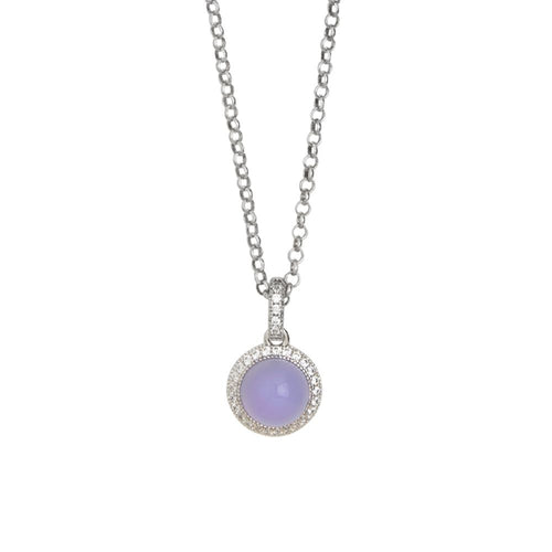 Collana con cabochon lavanda pendente e zirconi Default Title