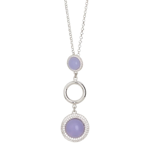 Collana con pendente di cabochon lavanda e zirconi Default Title